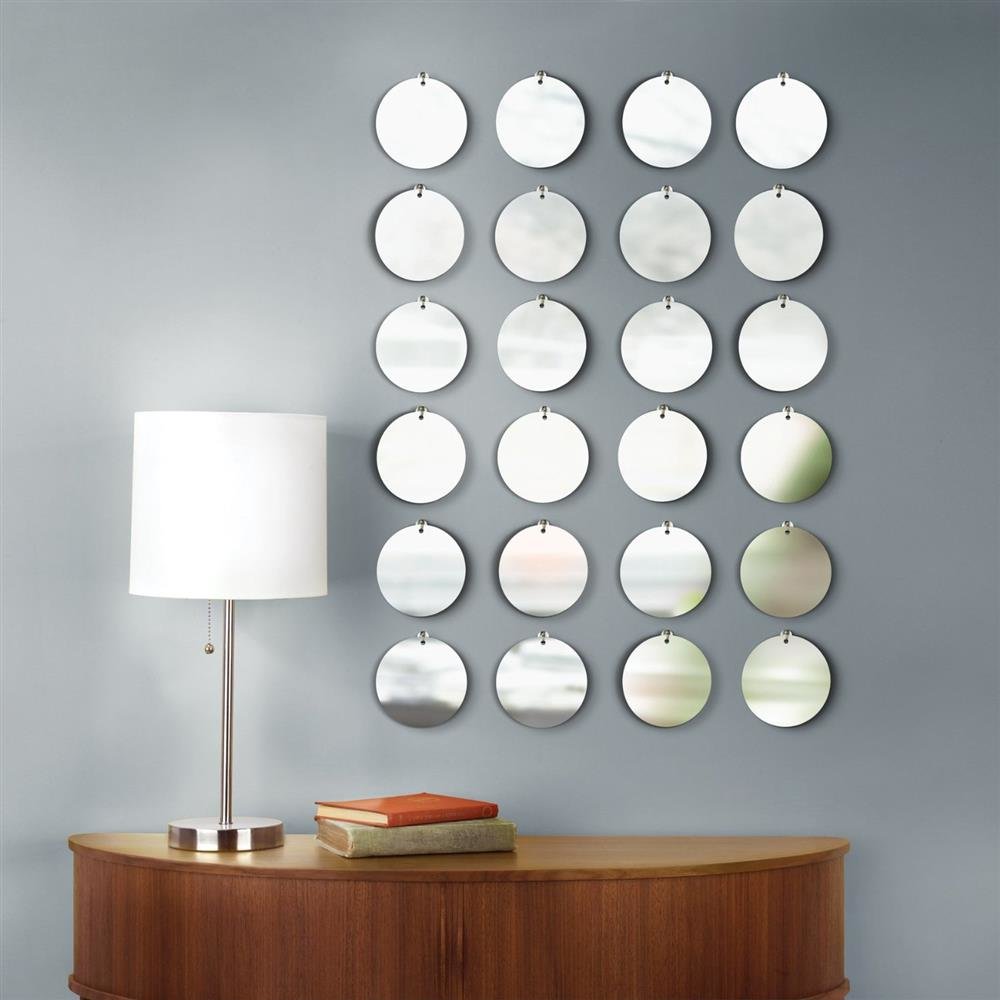 Pixical spiegelnde Kunststoffkreise Wanddeko, 24er Set