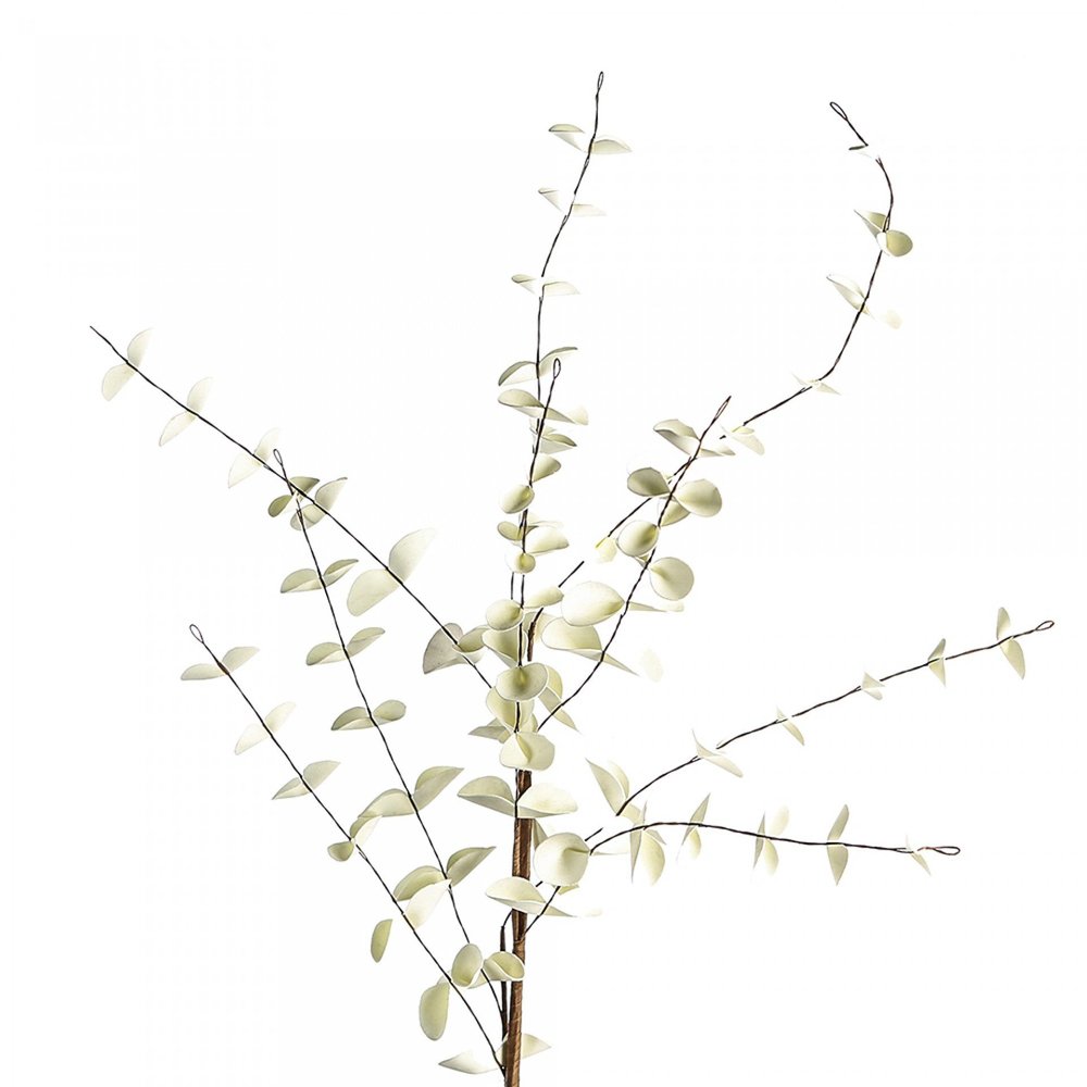 Zweig - Blätter - Weiss - Kunstblumen künstliche Blumen Deko Blüte Kunstpflanze