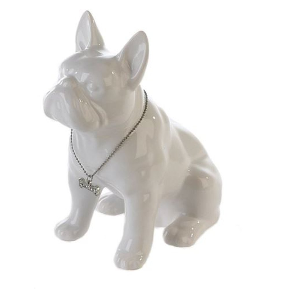 Casablanca Spardose Bulldogge sitzend weiss, Keramik Sparschwein Französische Bulldogge