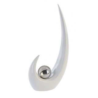 Wunderschöne Skulptur Move mit silberner Kugel Höhe 37 cm weiß/silber