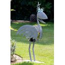 Vogel *Crazy Bird* Tierfigur Pflanztopf zum bepflanzen Metall grau