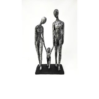 Tolle Skulptur Family Casablanca Familie antik silberfarben zu dritt Mutter Vater Kind Glück Gemeinsam Zusammen Hand in Hand