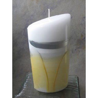 Edles Design Kerze gelb Tischdeko festliche Tischkerze Kerzen für Advent Weih...