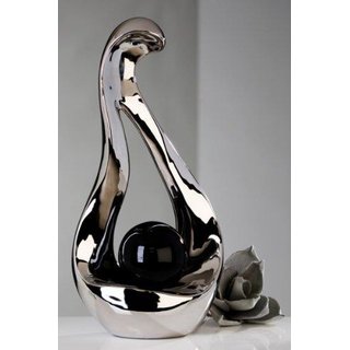 Casablanca Skulptur Stretch mit schwarzer Kugel, 40 cm, silber/schwarz