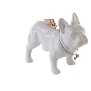 Casablanca Spardose Bulldogge stehend weiss, Keramik Französische Bulldogge