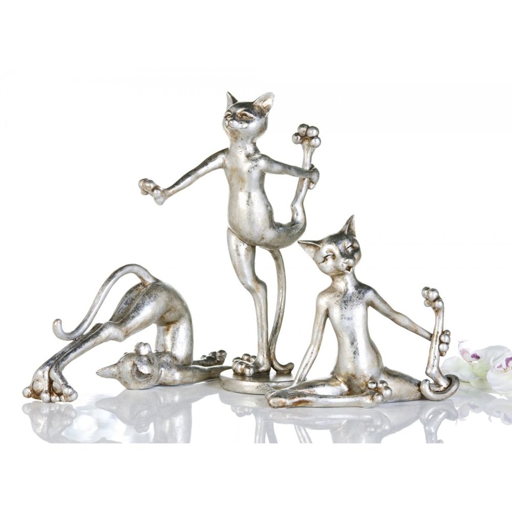 Dekorative Skulptur Katze Design Cat Aerobic Yoga Sport 