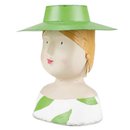 Aufsteller Deko Kopf Ladykopf mit Hut aus Metall zum dekorieren mit Pflanzen Baden-Kopf