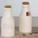 Tolle Spardose Flasche weiß aus Keramik