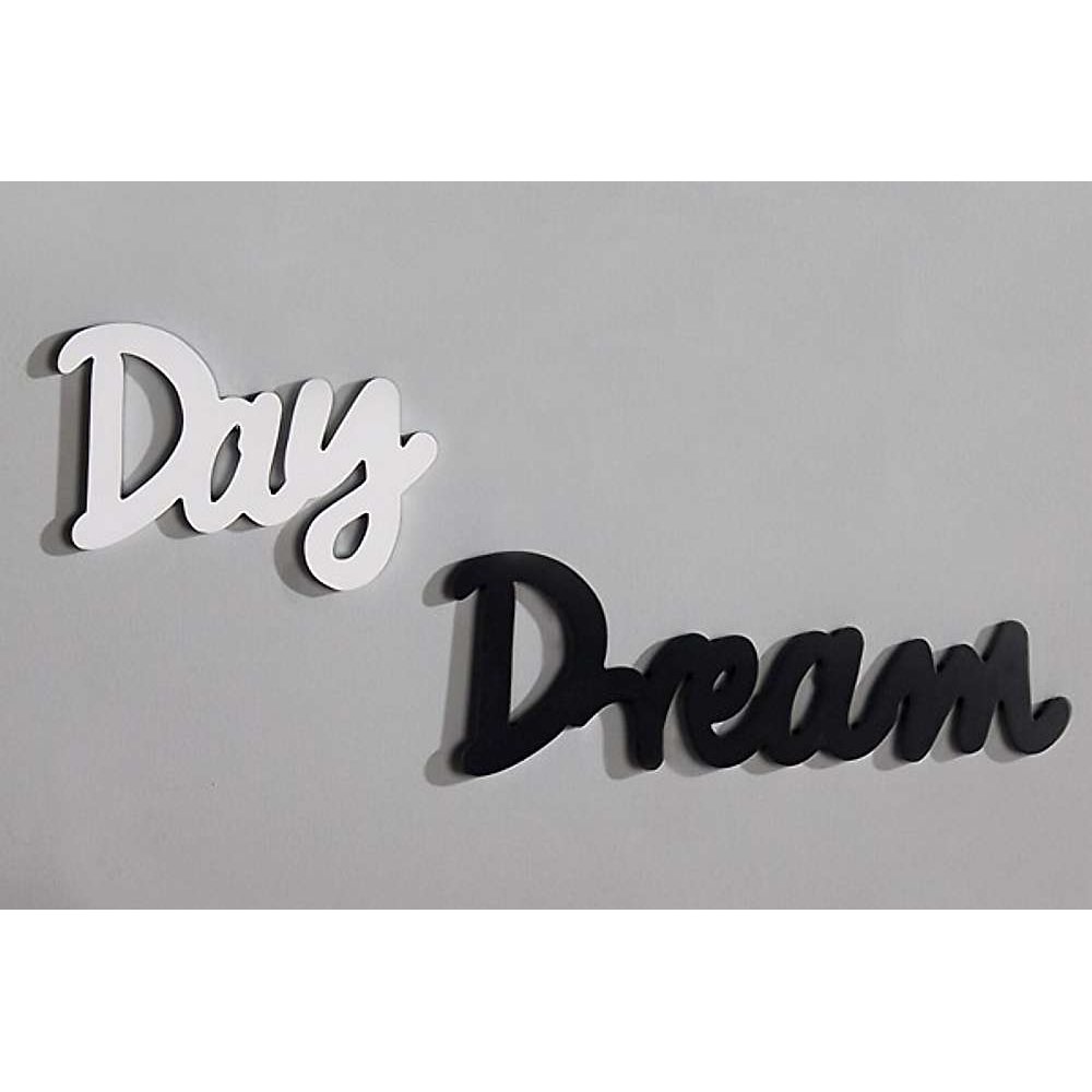 Großer Schriftzug - Day Dream- Wanddeko Wandbild Wandtattoo Schild silber schwarz Bild