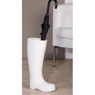 Schirmständer Stiefel aus weißer Keramik 45 cm hoch