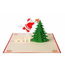 3D Weihnachtskarte mit Umschlag, Weihnachtsbaum Santa Claus Weihnachtsmann, Gutschein, Klappkarte, originell, Adventskarte, Geschenkidee, Frohe Weihnachten, Merry Christmas Advent