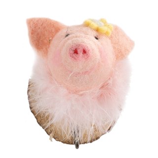 Garderobe Baden flauschiges Schwein mit Blümchen  Wandhaken Kleiderhaken Haken Hakenleiste Wandgarderobe  Frühling Kinderzimmerdeko