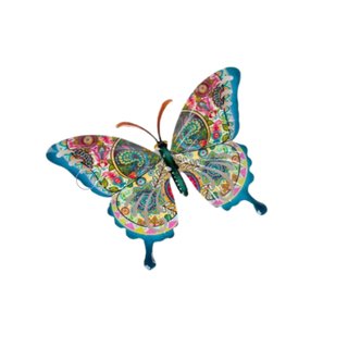 Schmetterling blau gemustert bunt Mandala 36cm...