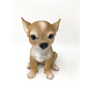 Deko Hund - Chihuahua Chiwawa - hell sitzend Dekofigur Hunderasse Hundebesitzer Hundefreund Haustier