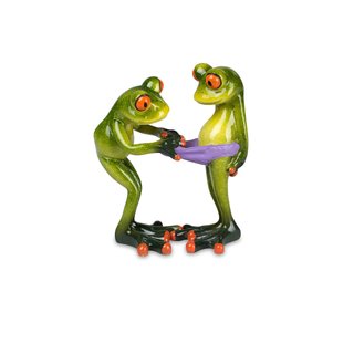 lustiges Froschpaar hellgrün 14 cm Dekofiguren Sammlerstück