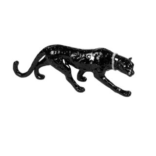 Dekoratives Raubtier Leopard mit Halsband Tierskulptur Raumobjekt Deko Krafttier