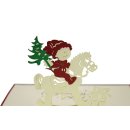 Lustige hochwertige 3D Weihnachtskarte, Schaukelpferd, Pop-Up Karte, Klappkarte