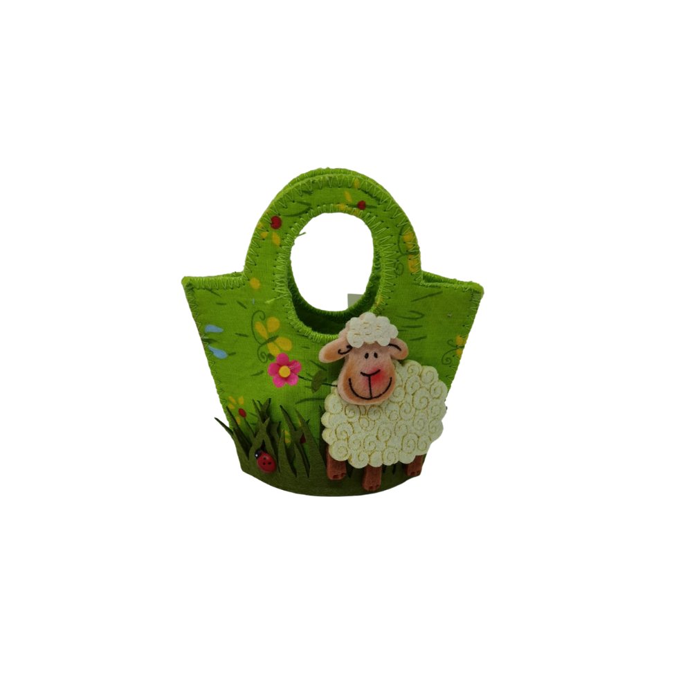 Süße Filztasche Sheep Schafmotiv Blumenwiese Tasche ostern