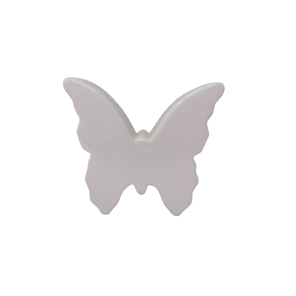 Dekorativer Schmetterling aus Porzellan weiß Frühling Deko