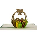 3D-Klappkarte -Ein Körbchen voller Blumen- PopUp-Karte Blumenkörbchen Ostern