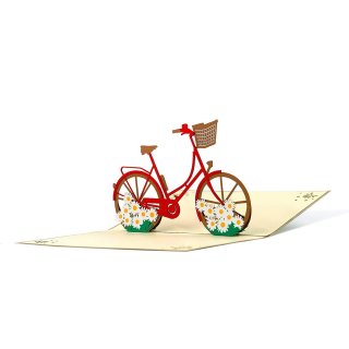 3 D Karte mit Umschlag Rad Fahrrad mit Blumen und Korb Grußkarte Geburtstagskarte zum Beschriften für jeden Anlaß
