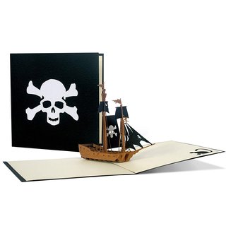 Pop Up Piratenschiff, Gutschein für eine Schiffsreise Einladungskarte für Piraten Kindergeburtstag, Deko für Kinderzimmer
