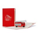 3D Pop-Up Klappkarte Feuerwehrauto, Einladungskarte Feuerwehrfest, Jugendfeuerwehr Glückwunschkarte, Grußkarte, Geschenkkarte