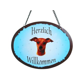 Tierschild Hund - Zwergpinscher  - Wandschild Blechschild Türschild wetterfest