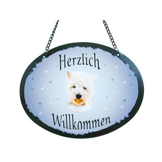 Tierschild Hund - West Highland White Terrier  - Wandschild Blechschild Türschild wetterfest