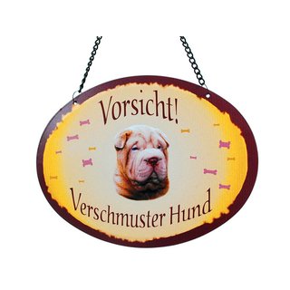 Tierschild Hund - Shar Pei  - Wandschild Blechschild Türschild wetterfest