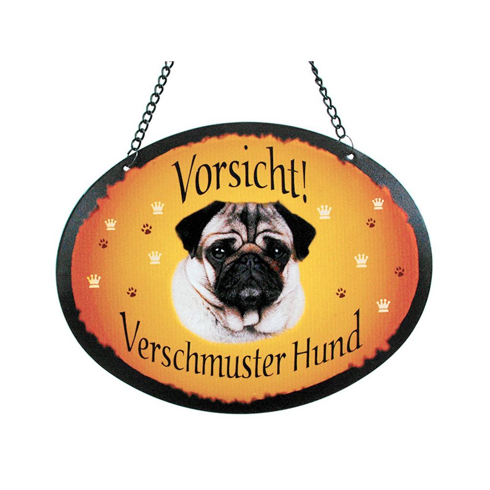 Tierschild Hund - Mops  - Wandschild Blechschild Türschild wetterfest