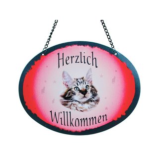 Tierschild Katze - Norwegische Waldkatze - Wandschild Blechschild Türschild wetterfest