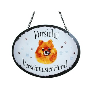 Tierschild Hund - Deutscher Spitz - Wandschild Blechschild Türschild wetterfest