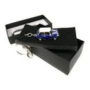 Schlüsselanhänger Auto blau, vorne mit Straßsteinen Verziert Geldgeschenk Führerschein Schlüssel