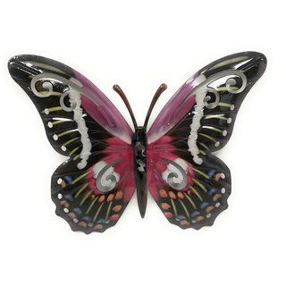 Schmetterling lila Wandschmuck aus Metall metallicfarben...