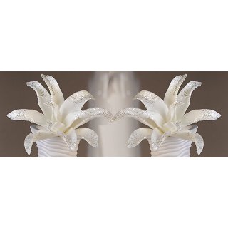 2er Set Foam Flower Diamond weiß mit Glitzer Dekoblume Blume Kunstblume