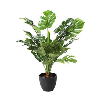 Kunstblume Palm Blatt, grün, 50 cm Kunstpflanze in schwarzem Topf