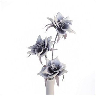 Foam Flower Salerno dunkelblau/weiß m. 3 Blüten 90 cm, Kunstblume, Deko