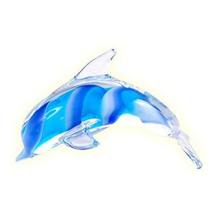 Delphin aus Glas - Glasdelphin springend 10cm blau-türkis gestreift