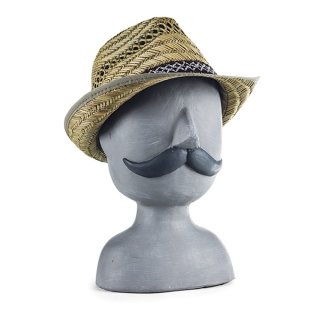 Huthalter Aufsteller Deko Kopf Dekokopf Büste Hüte mit Bart Schnurrbart Mann Herr Herrenkopf Männerkopf