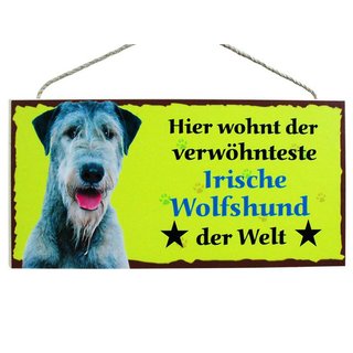 Hund Türschild Irischer Wolfshund aus Holz Hundeschild Schild deutsche Herstellung