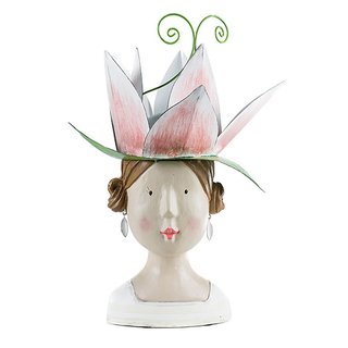Aufsteller Deko Kopf mit Blume Frauenkopf Frau Mädchen Lady Ladykopf Büste Kopfskulptur