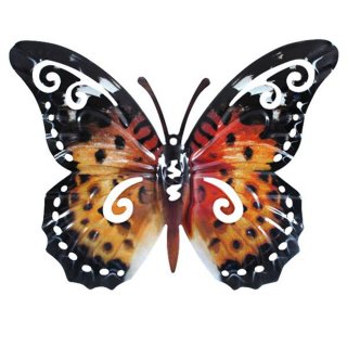Schmetterling Wandschmuck aus Metall metallicfarben Wetterfest 24cm