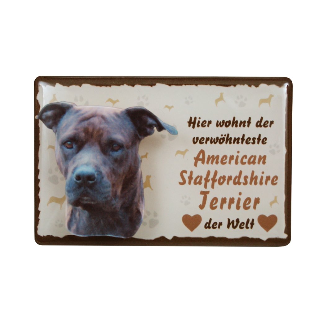 Tiermagnet Zettelhalter 3D American Staffordshire Terrier Hundemagnet Magnet
