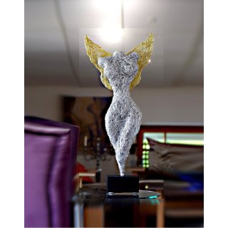 Design Skulptur - Venus mit Flügel - Aluminium silber /gold 100cm In-Outdoor