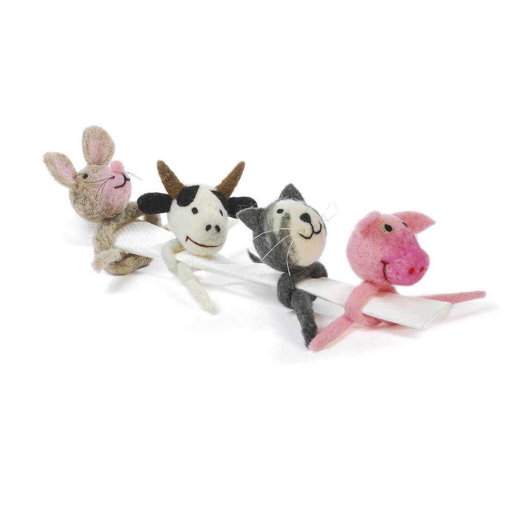 Verpackungskünstler Filz Tiere Maus Katze Kuh Schwein Filzband mit Tier als Deko von Geschenken