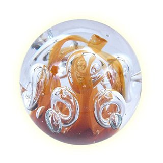 Traumkugel 94 (mittel 6,5-7cm) Orange mit Blasen - Glaskugel, Briefbeschwerer