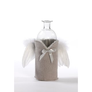 Flaschenpost mit Engelflügel Flasche 21 cm Glas für Gutschein Geldgeschenk Deko
