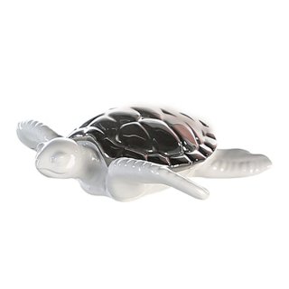 Schildkröte Marlin Keramik weiß glasiert silberner Panzer Tiefe 20 cm, Figur, Badezimmer, Bad, Tierfigur