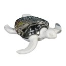 Schildkröte Marlin Keramik weiß glasiert silberner Panzer Breite 16 cm, Figur, Badezimmer, Bad, Tierfigur